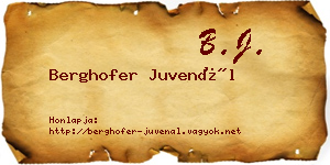 Berghofer Juvenál névjegykártya